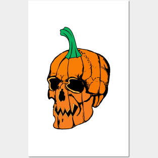 pumpkin skull Posters and Art